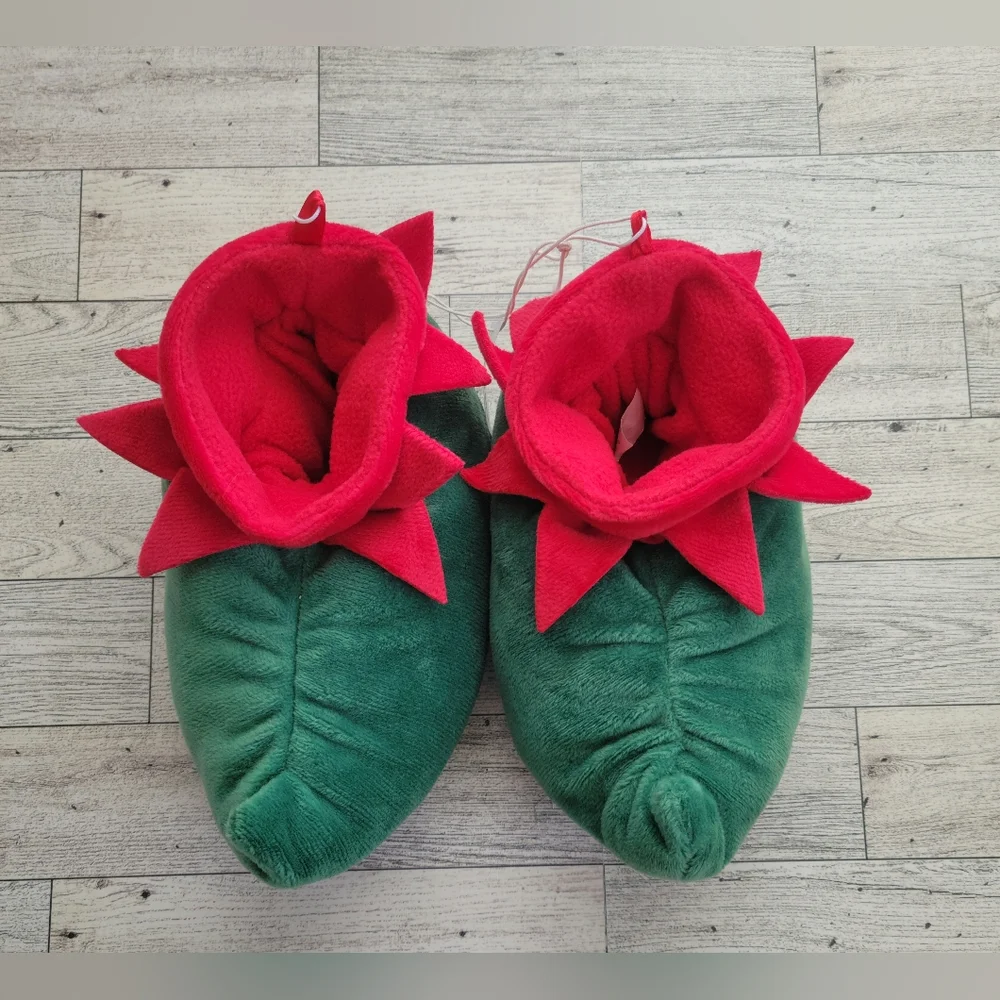 🖤 LAST ONE OLD NAVY Kids Sz Small 7 - 8  Christmas Elf Slippers Red & Green NWT